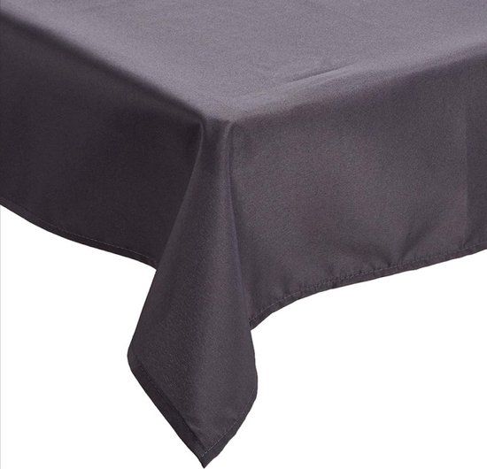 Stof Tafelkleed - 145 x 240 cm - donkergrijs - polyester