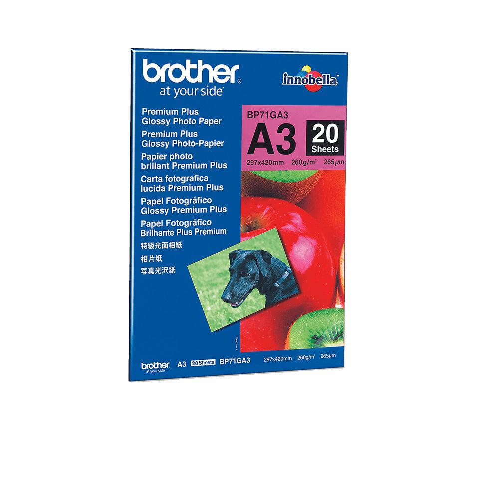 Brother BP71GA3 Photo Paper - A3 - Glossy - 20 Sheets - Blue/Red