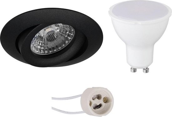 BES LED LED Spot Set - Pragmi Uranio Pro - GU10 Fitting - Inbouw Rond - Mat Zwart - 6W - Natuurlijk Wit 4200K - Kantelbaar - Ã˜82mm