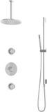 Hotbath Buddy - Inbouw Regendoucheset - 2 Stopkranen - Thermostatisch - Plafondbuis 30 cm - Hoofddouche 250 mm - Staafhanddouche - Glijstang 900 mm - Waterbesparend - V01