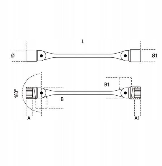 Beta Dabile 12-kanti Dop-sleutel 16x17mm, 234mm Lingte