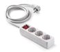 FAMATEL Sockel, 3 stopcontacten met schakelaar, aardingsstopcontact (TT), 16 A, 250 V, kabel 5 m 3 x 1,5 mm², wit