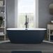 Otterton Baignoire autoportante Moderne Ovale avec deux dossiers - Bleu (Regal Blue) et trop-plein noir | 170cm x 75cm