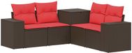 vidaXL Bankstel 2 zitplaatsen Bruin en Rood Poly Rattan en Staal