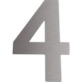 Huisnummer cijfer "4" | roestvrij staal V2A geslepen | Niro | Hoogte: 12 cm | 1 stuk