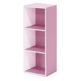 Furinno Luder 3-laags boekenkast met open plank, wit/roze