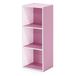 Furinno Luder 3-laags boekenkast met open plank, wit/roze