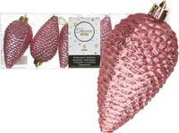 Decoris Kaemingk B.V. 6x Oud roze dennenappels kerstballen 8 cm - Glitter - Onbreekbare plastic kerstballen - Kerstboomversiering oud roze
