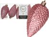 Decoris Kaemingk B.V. 6x Oud roze dennenappels kerstballen 8 cm - Glitter - Onbreekbare plastic kerstballen - Kerstboomversiering oud roze
