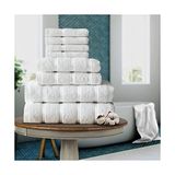 FAIRWAYUK 8-delige handdoeken balenset voor badkamer, ultrazachte premium kwaliteit waterabsorberende handdoek cadeausets, 100% Egyptisch katoen, 4x gezicht 2x hand 2x badhanddoeken, wit