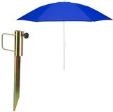 Merkloos / Sans marque Parasol blauw polyester Dia 160 cm verstelbaar met metalen grondharing