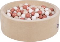 KiddyMoon Rond Ballenbad Fluwelen Ballenbad 90X30cm/200 Ballen ∅ 7Cm Ballenkuilen Voor Baby's Speelbad Peuters, Made In EU, Zand Beige: Pastel Beige/Zalmkleur/Wit