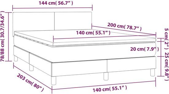 vidaXL Boxspring met matras fluweel roze 140x200 cm