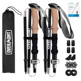 Overmont Wandelstokken, opvouwbaar, aluminium, ultralicht, verstelbaar, 105-125 cm, Nordic Walking-stokken, 1 paar met all-terrain accessoires