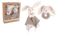 DODO D'AMOUR - Set Knuffeldoekje en Rammelaar - Konijn - 053020 - Verschillende Kleuren