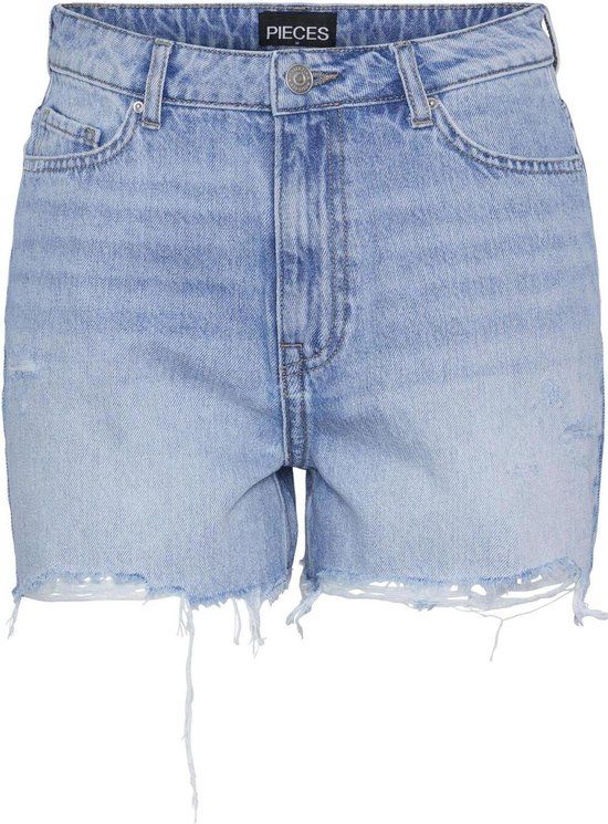 PIECES Pcsummer Hw Dest Lb Shorts Noos - Light Blue Denim - Women's Size L