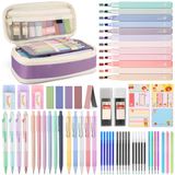 Set d'écriture avec trousse à crayons, couleurs pastel, 18 pièces, violet