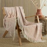 Appletree - Terracotta geometrische plaid/deken (180 x 130 cm) - 100% katoen