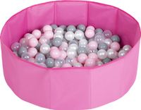 SELONIS Opvouwbaar ballenbad voor kinderen met 100 ballen - 80x23cm Ballenbad baby rond - Speelbad - Roze: Parel Grijs Transparant Poederroze