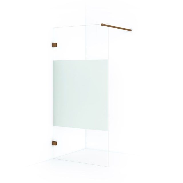 Maxaro Inloopdouche Diamond 90cm 8mm Helder Veiligheidsglas met Matte Strook Koper