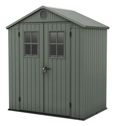 Keter Darwin 64 Metalen Tuinschuur - Dubbele Deuren - Groen - 190x122x221cm