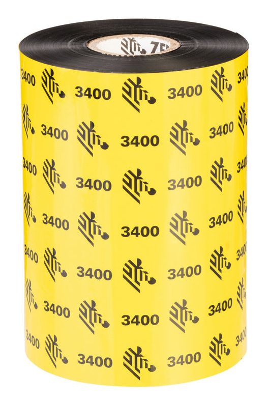 Zebra 3400 Wax/Resin Printer Ribbon - 4.33" x 110mm - Black