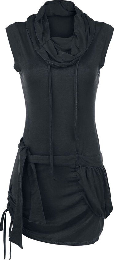 R.E.D. by EMP R.E.D. Rock-Engineered Design Zwart kort jurkje met hoge hals - Dames - XXL