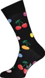 Happy Socks Cherry Sock - zwart met kersen - Unisex - Maat: 36 - 40