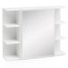 WOHNLING WL5.754 Blanc 80x64,5x20cm Panneau de particules Armoire murale moderne Étagère de salle de bain Flottant Petite armoire avec miroir Armoire de salle de bain Bois