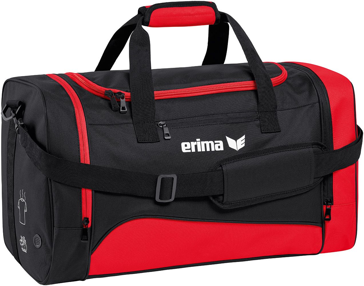 Erima 7230701 Duffeltas - Zwart/Rood - Polyester