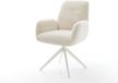 DELIFE Chaise de salle à manger Zoa-Flex cadre croisé large finition avec titane peluche crème-blanc pivotant à 360° fonction bascule noyau à ressorts ensachés