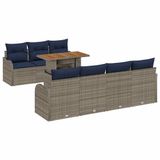 vidaXL Tuinbank Set 8-delig Grijs en Marineblauw