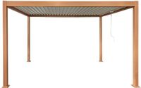 Vente-unique Pergola bioclimatique autoportante avec lames orientables - 12 m² - naturel foncé - AMALFI