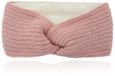 LGT JWLS Dames Hoofdband - Roze, Katoen met Fleece Voering, Gebreid met Lijnen en Voorzien van Knoop