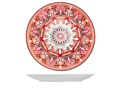 ROYAL NORFOLK Jaipur Set 12 Piatti Piani, Porcellana, Rosso, 27cm