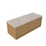 Saniclass Holz Frame Badkamermeubelset - 120x45x43cm - Travertine natuurstenen topblad - zonder kraangat - 1 lade - mat eiken natural (hout) SW1420772/SW1242431
