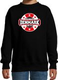 Bellatio Decorations Have fear Denmark is here sweater met sterren embleem in de kleuren van de Deense vlag - zwart - kids - Denemarken supporter / Deens elftal fan trui / EK / WK / kleding 98/104