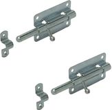 Merkloos A.S.F. Fischer Bv Plaatgrendels / heksluitingen staal verzinkt - 4x - 8 x 5 cm - vergrendelen van tuinhekken en poorten