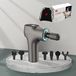 Hi5 FlatHead Trilmassageapparaat, massagepistool, spierfascia, weefsel, ontspannen, 6 snelheden, met Smart Light-systeem, 6 opzetstukken, grijs en fluwelen zakje