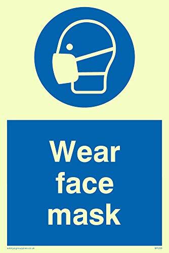 Viking Signs Viking Signs MP289-A6P-PV "Wear Face Mask" Sign, Foto luminescent Sticker, 150 mm H x 100 mm W