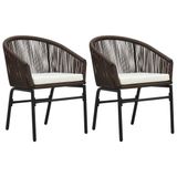 VidaXL Fauteuils de jardin 2 pièces PE-rotin marron