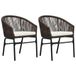 VidaXL Fauteuils de jardin 2 pièces PE-rotin marron