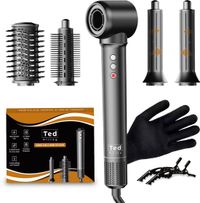 Ted Hilley Multistyler 5 in 1 Airstyler Fer à friser Redresseur Brosse soufflante Brosse à friser Brosse chauffante Coiffant Brosse coiffante Redresseur de cheveux Fer à friser Automatique avec 8 accessoires