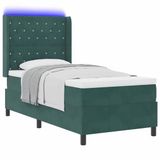 vidaXL Boxspring bed met matras Donkergroen 100 x 200 cm Fluweel