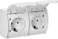 Orno Buiten wandcontactdoos opbouw - Dubbele wandstopcontact IP44 - Stopcontact Schuko - Wit