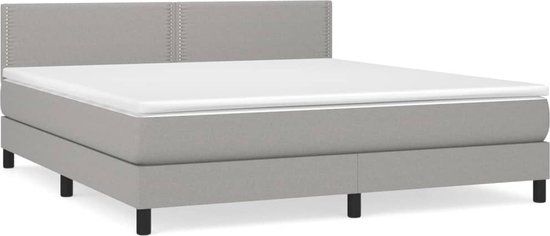 vidaXL Boxspring met matras stof lichtgrijs 180x200 cm