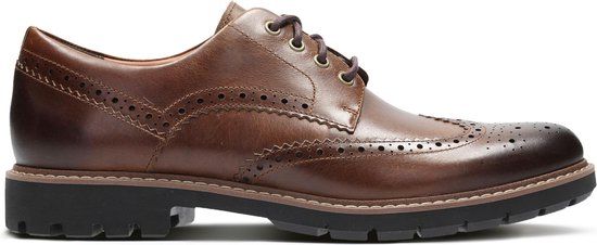 Clarks Batcombe Wing Heren Veterschoenen - Dark Tan Leather - Maat 40
