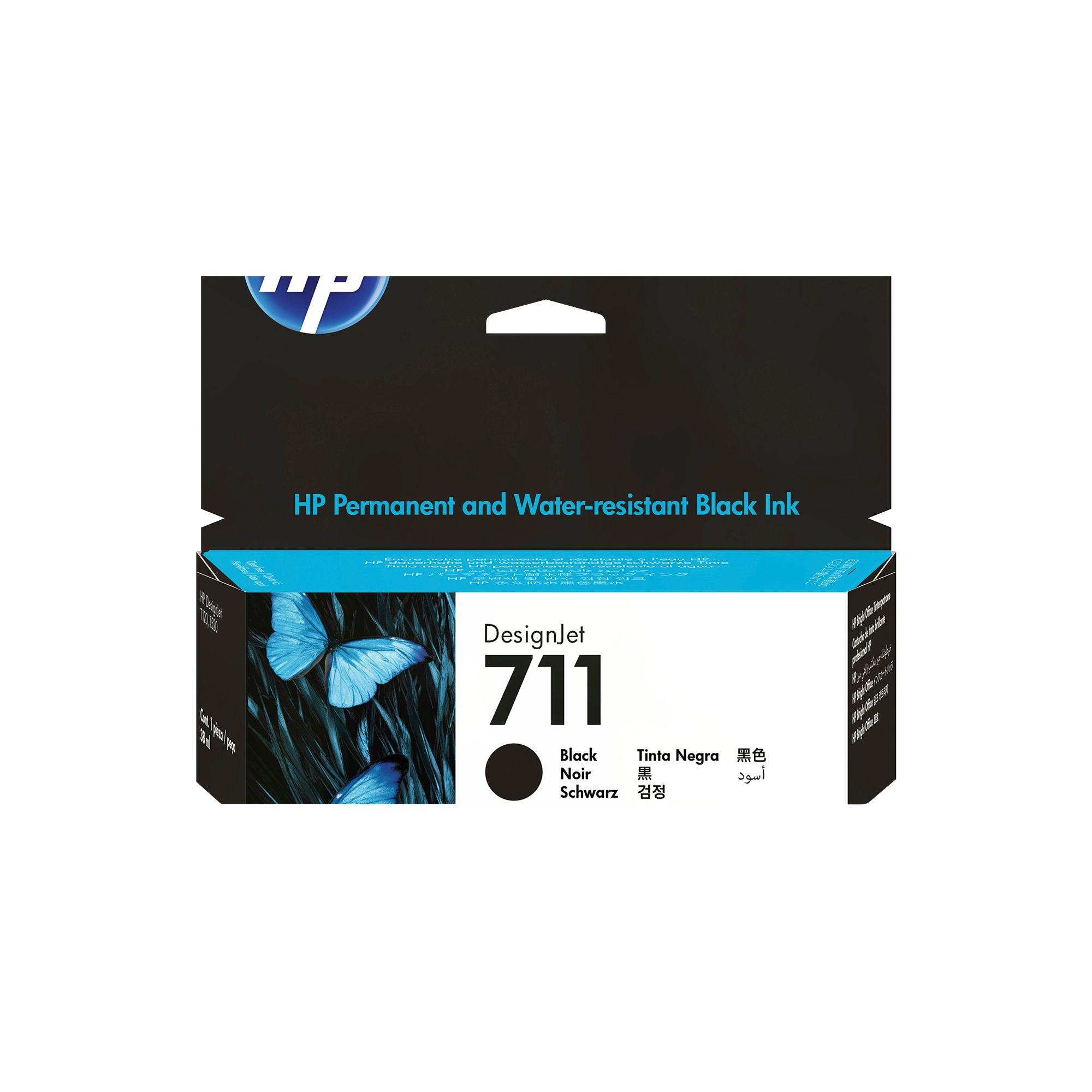 HP 711 Black DesignJet Ink Cartridge - 38ml - CZ129A