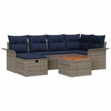 vidaXL Tuinbank - Set - 7-delig - Grijs - Polyrattan