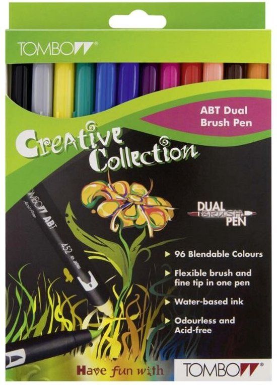 Tombow Dual Brush Pen ABT, 12-colours-set, primary colours